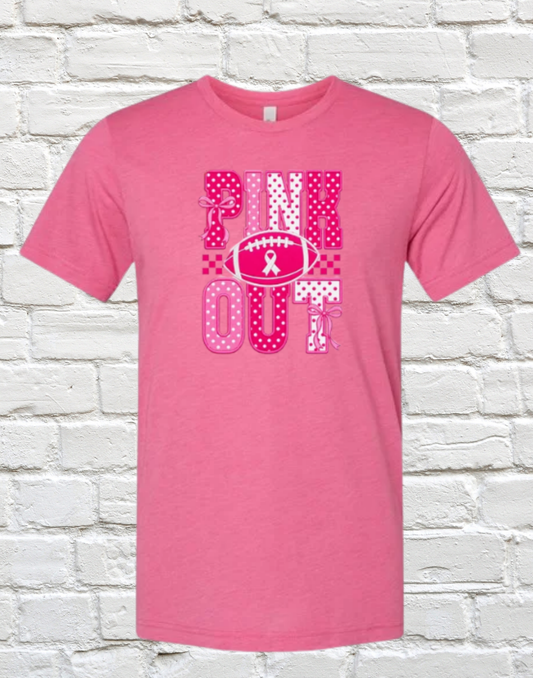 Football Pink Out Faux Embroidery on Bella Canvas Tee