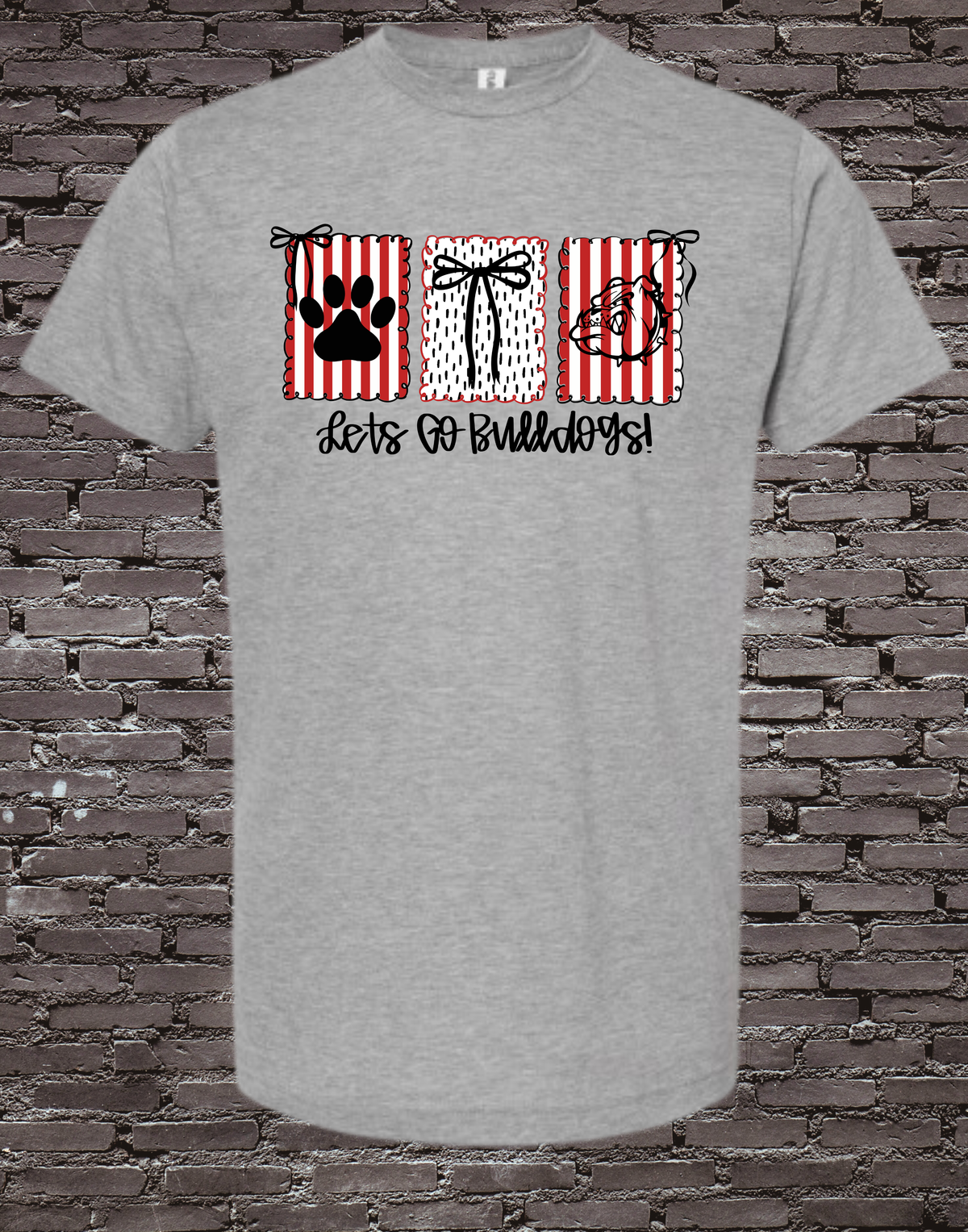 Let's Go Bulldogs on Heather Grey Tultex Tee