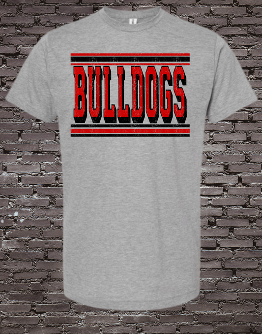 Bulldogs Red/Black on Heather Grey Tultex Tee