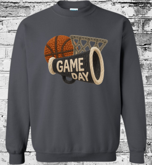 Basketball Game Day - Faux Yarn - Crewneck
