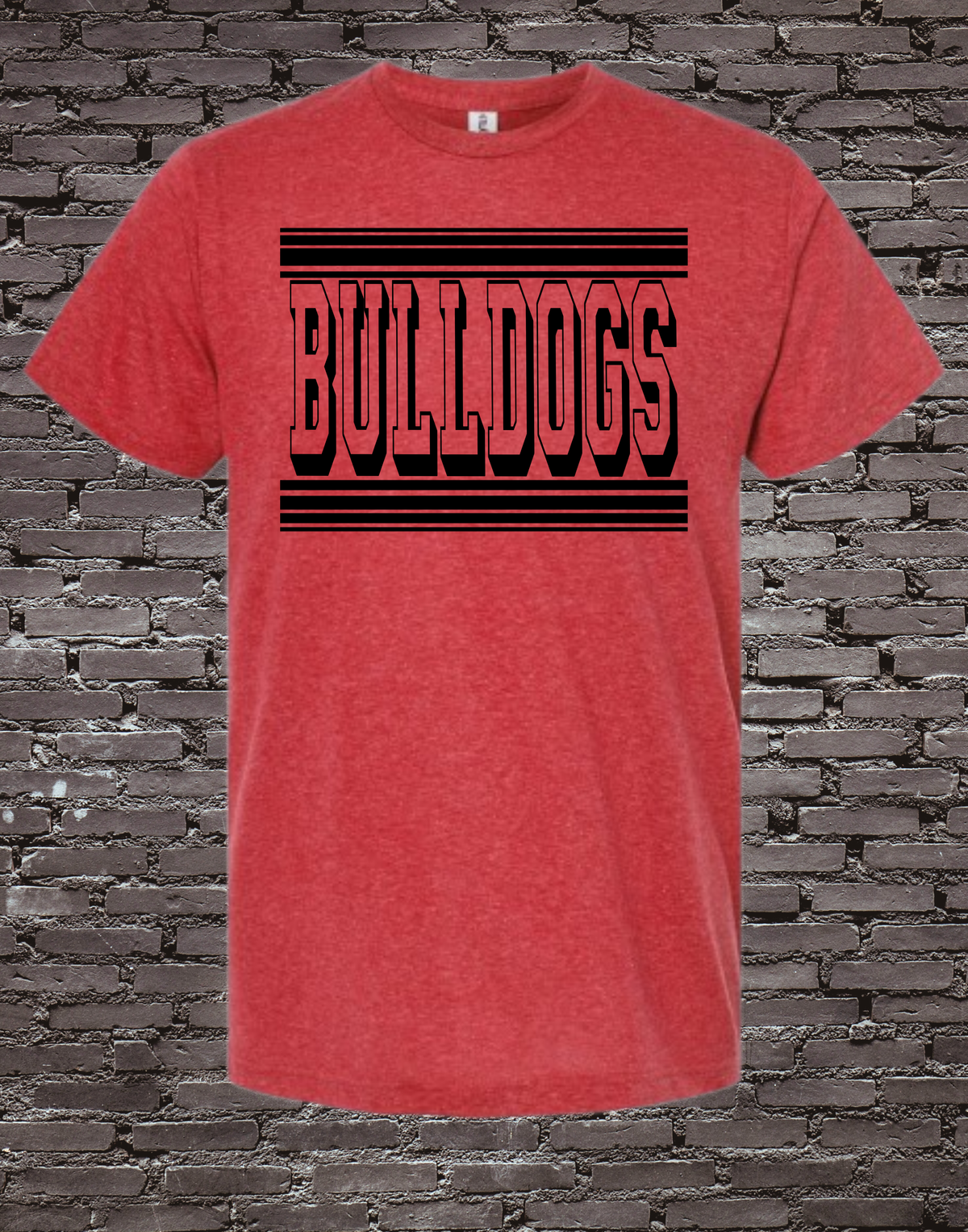 Bulldogs Black on Heather Red Tultex Tee