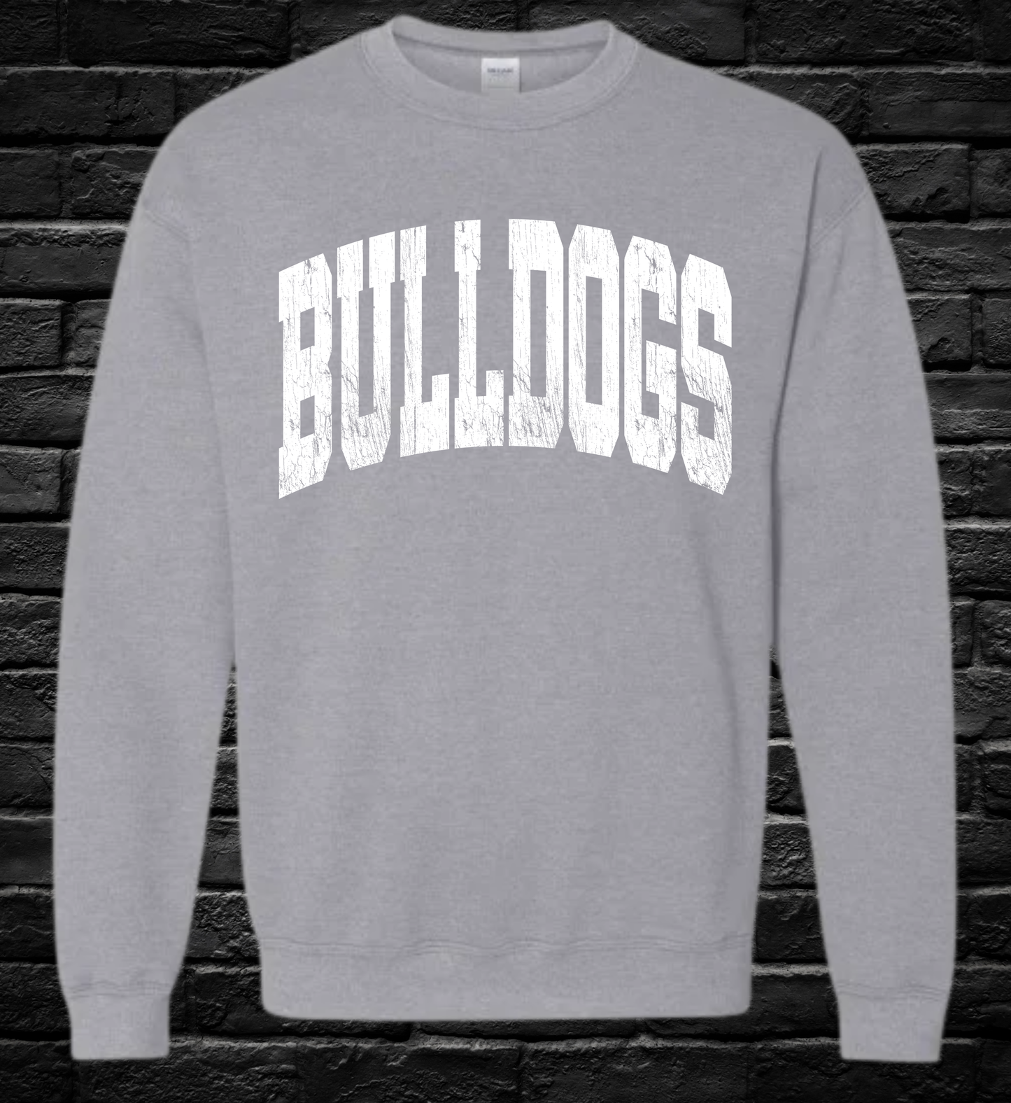 Bulldogs Distressed White Logo - Crewneck