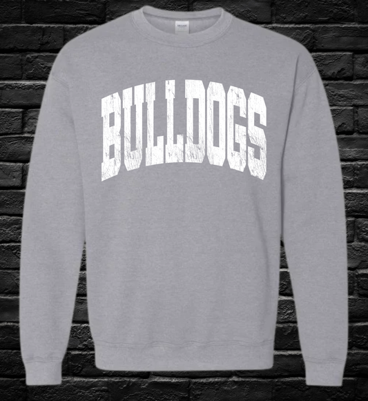 Bulldogs Distressed White Logo - Crewneck