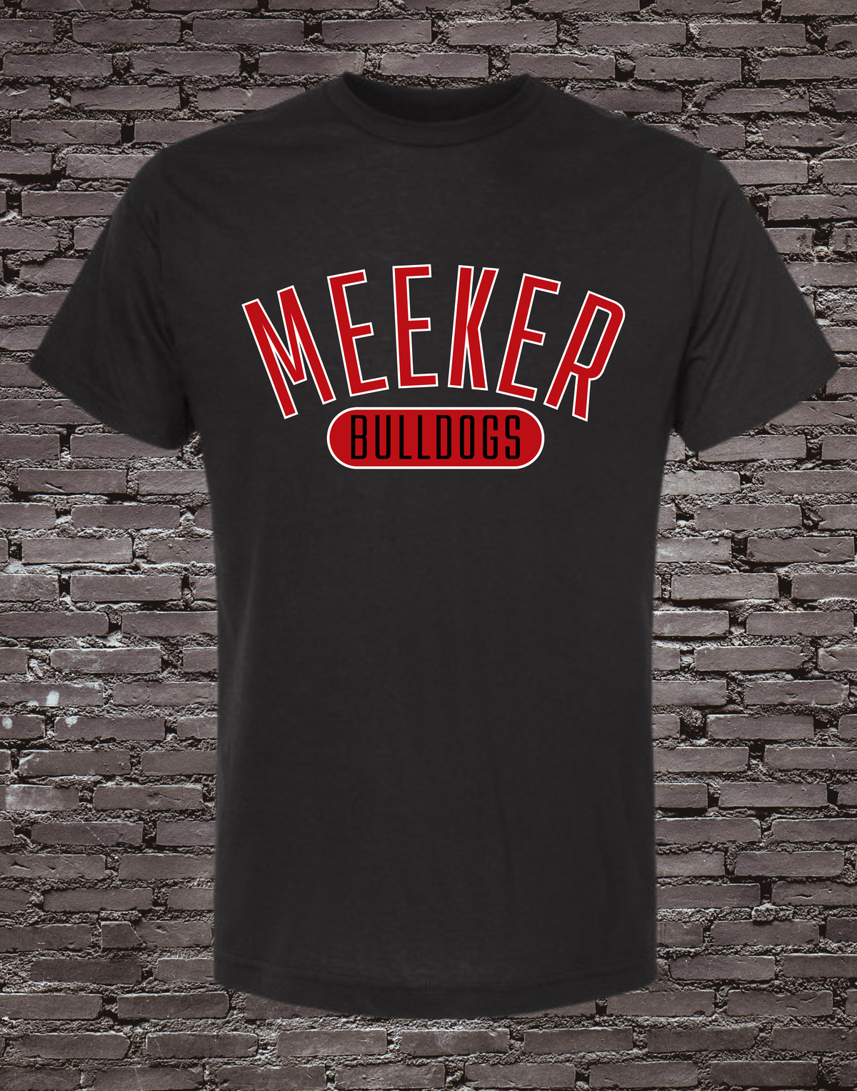 Meeker Bulldogs on Black Tultex Tee