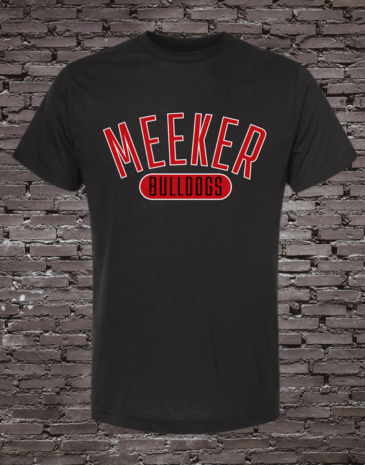 Meeker Bulldogs on Black Tultex Tee